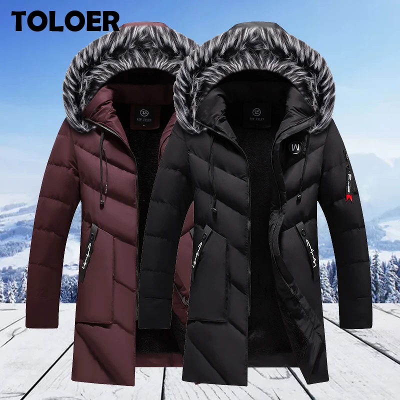 Jackets Coats Parkas Windbreaker Fleece Thick Men Winter Fashion Cotton Hooded Multi-Pocket