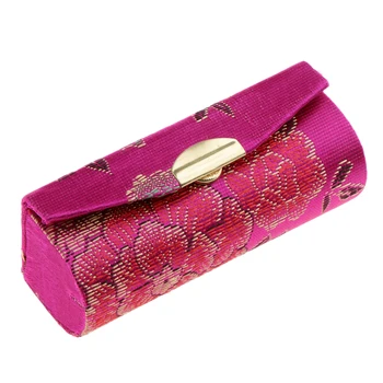 

5pcs Brocade Lipstick Lip Gloss Case Storage Box Balm Holder & Mirror Random
