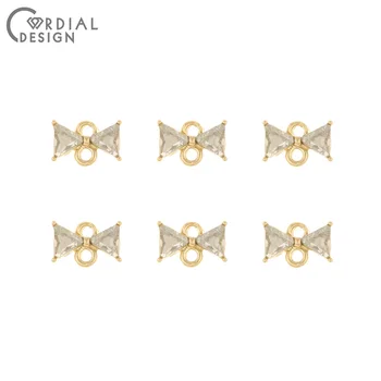 

Cordial Design 100Pcs 6*10MM Jewelry Accessories/Earring Findings/Charms/Bowknot Shape/Hand Made/DIY Part/Rhinestone Connectors