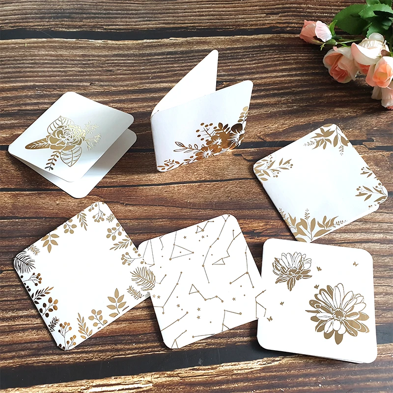 

Mix Designs Gold Mini Folding card gift message card DIY decoration Holiday greeting card 7x7cm