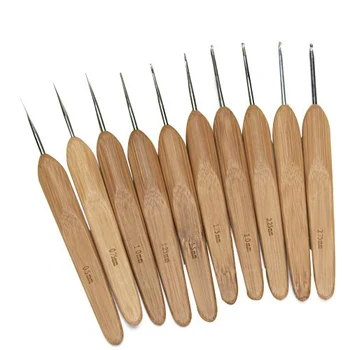

Lot of 10pcs Metal Hooks with Bamboo Handles 0.5 to 2.75 mm