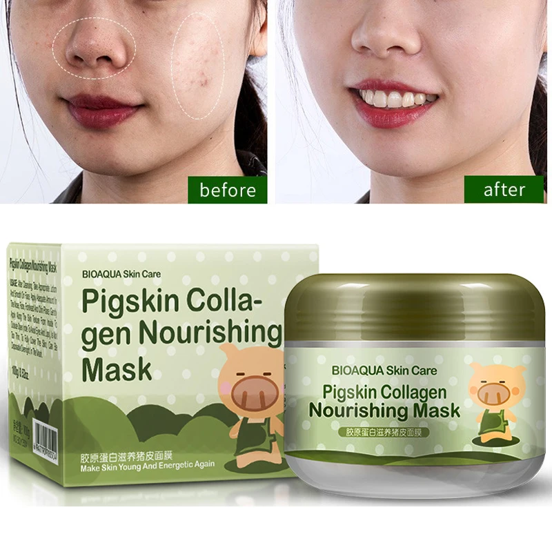Корейская коллагеновая свиная кожа маска для лица 100 г антивозрастной крем против морщин волшебная маска для лица продукты Косметика крем bioaqua|skin face mask|facial maskface mask | АлиЭкспресс