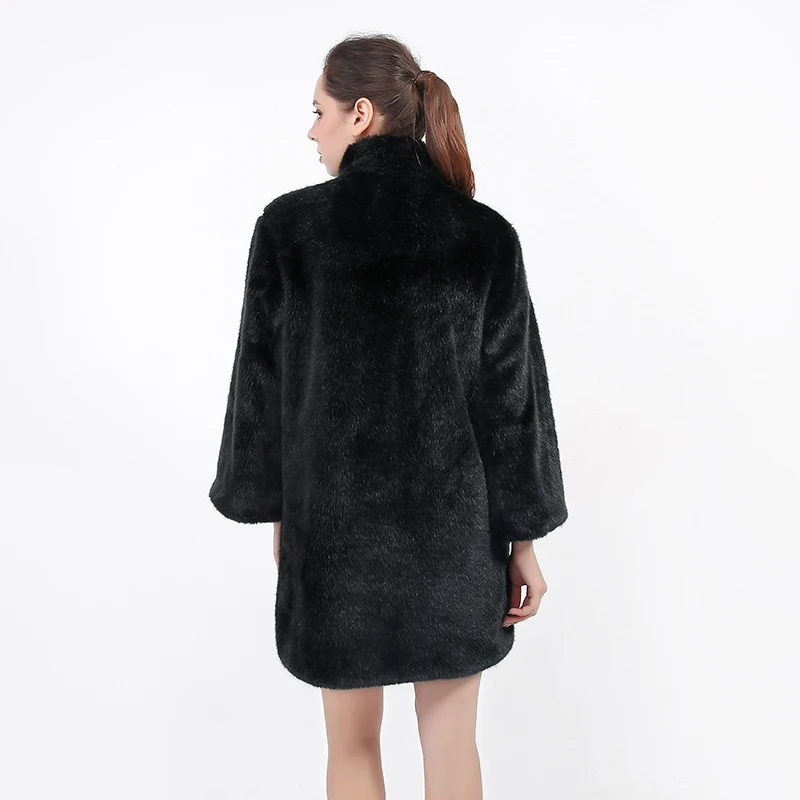 S-3XL, новая модная осенняя и зимняя одежда, пальто из искусственного меха, Норковое Пальто с капюшоном, Дамское теплое меховое пальто