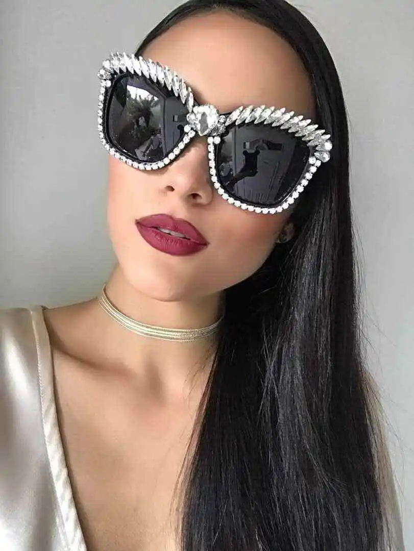 47118 Роскошные ретро солнцезащитные очки с бриллиантами для мужчин и женщин модные UV400 очки