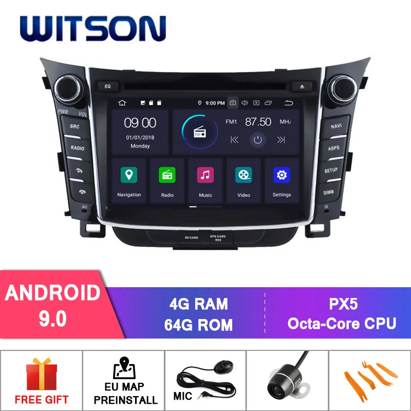 WITSON Android 9,0 Восьмиядерный PX5 автомобильный dvd-плеер для HYUNDAI i30 2011-2013 ips экран 4 Гб ram 64 Гб rom Автомобильный gps навигатор - Цвет: PX5 64GB ROM