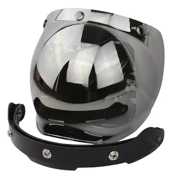 

1PC Motorcycle Helmet Lens Retro Helmet Bubble Lenses Three Button Type Helmet PC Visor Motorcycle Helmet Bubble Mirror