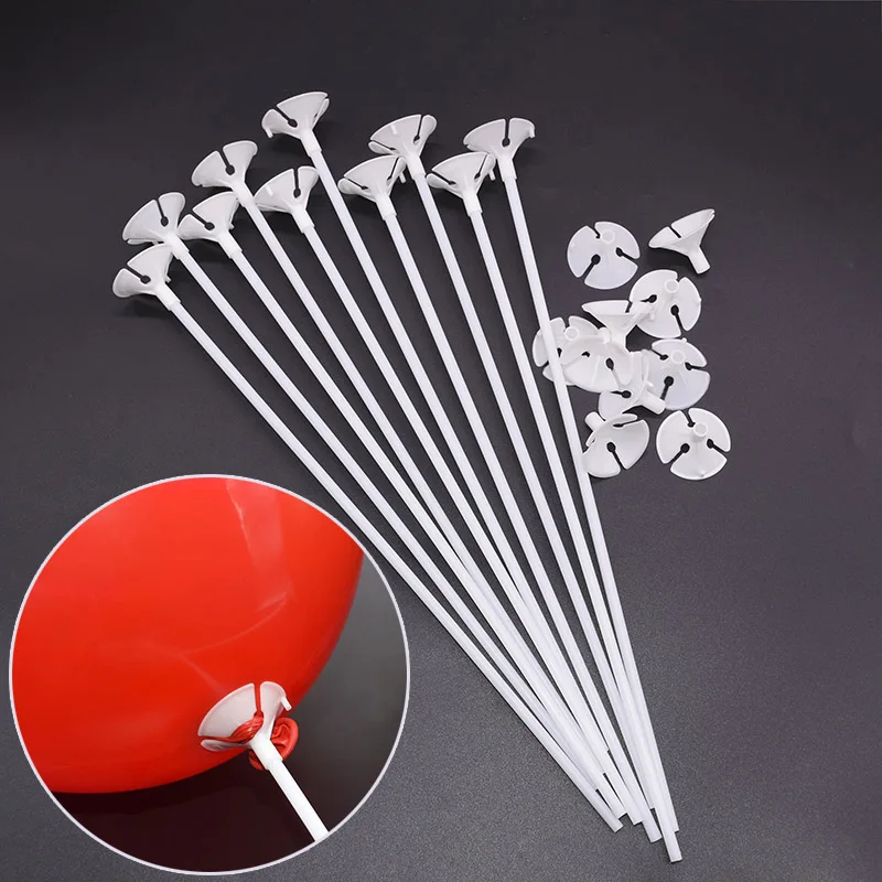 10/20/30/50Pcs Latex Balloon Stick White Balloons Holder Sticks with Cup Wedding Birthday Party Balloons Decoration Accessories
