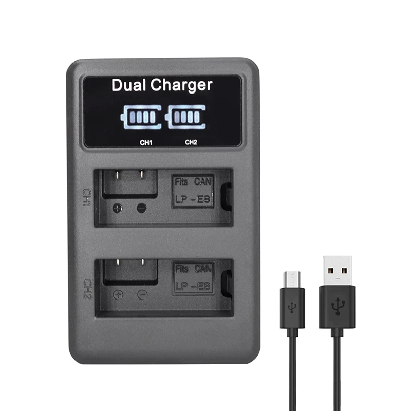 Lp-E8 зарядное устройство для камеры Lp E8 Lcd интеллектуальный дисплей двойной дисплей зарядного устройства USB для Canon Eos 550D 600D 650D 700D X4 X5 X6I