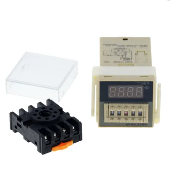 

DH48S-1Z Digital LED Programmable Timer Time Relay Switch DH48S 0.01S-99H99M DIN RAIL AC110V 220V DC 12V 24V with Socket Base