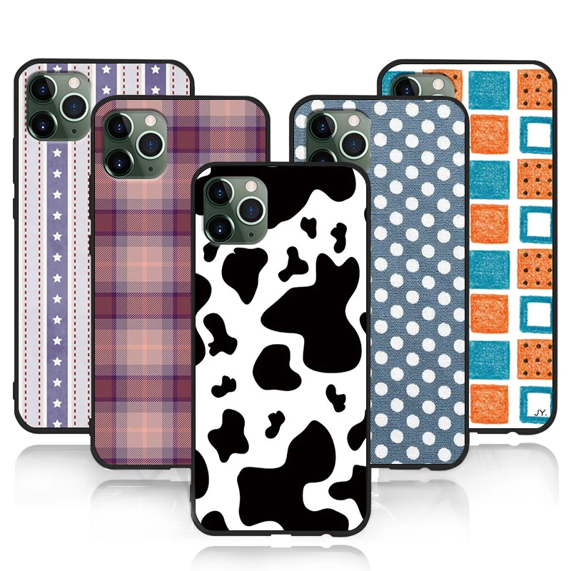 Полосатый чехол для телефона с рисунком коровы iPhone 11 Pro Max X XS XR 8 7 6 5 s Plus