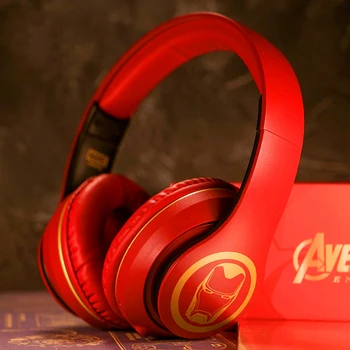 

New the Avengers 4 Iron Man Wireless bluetooth Headset red stereo over ear Sports Game Mobile Phone headphone