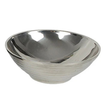 

silver Stainless Steel Bowl For Noodle Udon Ramen Bibimbab Dish Kitchenware Double-layer soup Anti-scalding Ramen Bowl