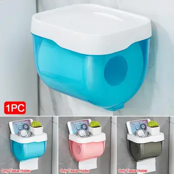 

1pc Toilet Paper Holder Waterproof Wall Mounted Toilet Paper Tray Self- Roll Paper Tube Storage Box for Kitchen Bathroom