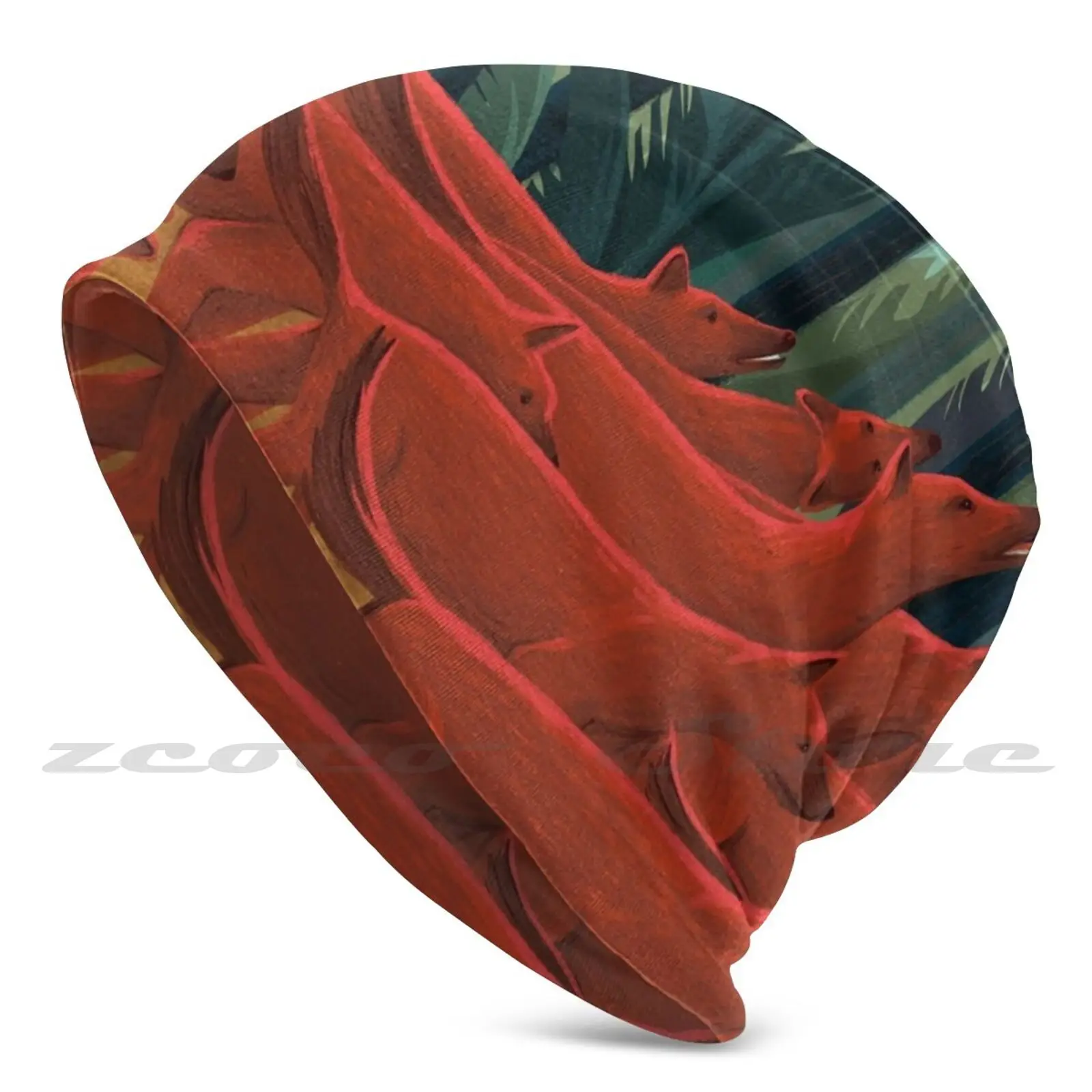 Red Dogs Adult Kids Knit Hat Hedging Cap Sport All'Aria Aperta Cani Traspiranti Red Forest Jungles Green Mowgli Nature Animals