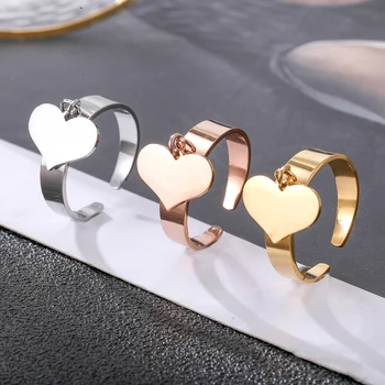 Double Heart Stainless Steel Rings for Women Gold Silvery Wedding Engagement Charm Female Rings 2021 Trend Jewellery Party Gifts