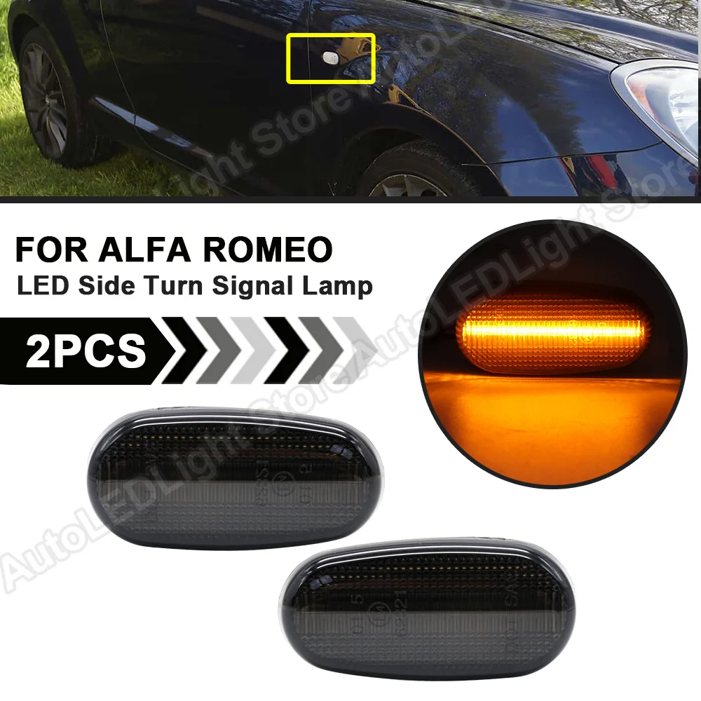 

2Pcs Smoke For Alfa Romeo 147 GT MiTo FIAT Bravo II Hatchback LED Side Marker Light Arrow Turn Signal Blinker Lamp Indicator