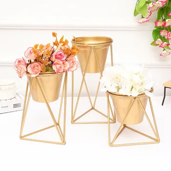 

Creative home decoration of nordic iron gold flower stand Metal fleshy flowerpot simulation flower vase ornament plant pot stand