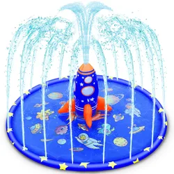 Tapis de pulvérisation d'eau gonflable pour enfants, pelouse en plein air, plage, mer, tapis de jeu d'arrosage, jeux d'eau, coussin de pulvérisation de fusée, jouets 