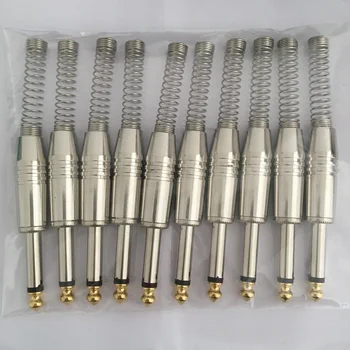 

20PCS/LOT Good Quality Metal Mono 6.35mm Plug Amplifier Microphone Plug 6.5mm Audio Cable Welding Connector