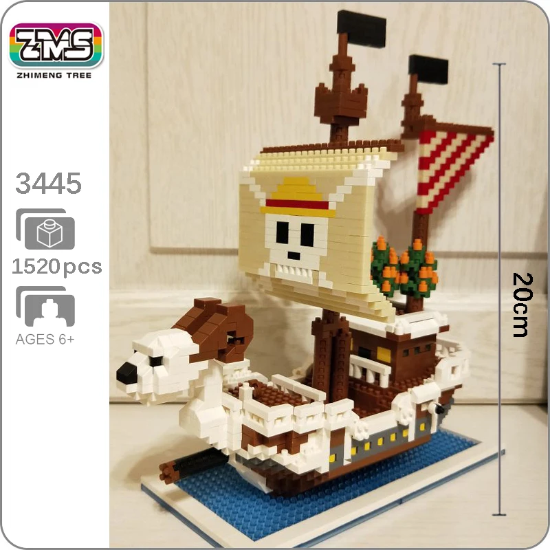 ZMS 3445 Аниме One Piece Luffy Going Merry Pirates корабль лодка 3D модель DIY Мини Алмазные Блоки
