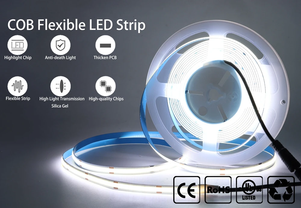 Tanie Pasek COB LED 480 leds/m 528 leds/m miękkie elastyczne światło sklep