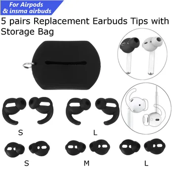 

6 Pairs Earphone Case for EARBUDS Replacement Soft Silicone Ear Hook Earbuds Tips for Apple INSMA AIRBUDS S/M/L with Bag