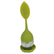 TOP!-Stainless steel infuser tea strainer lid with silicone Green