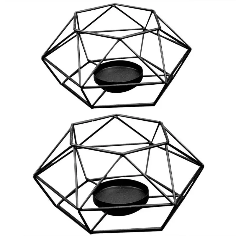 Геометрическая Шестигранная форма подсвечник металлический Железный полый