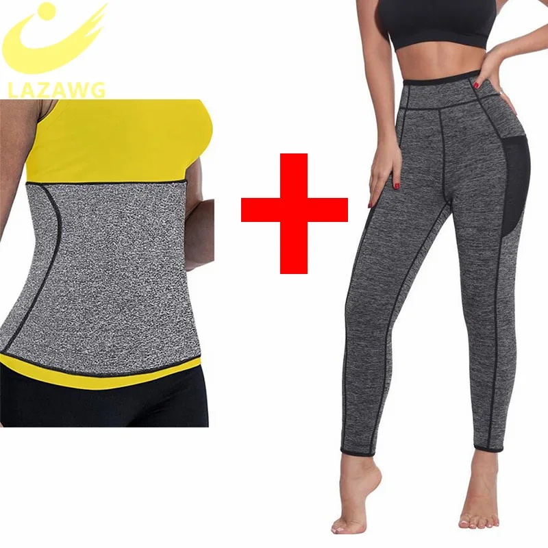 LAZAWG Women Waist Trainer Belts Suits Weight Loss Hot Neoprene Sauna Sweat Pants Workout Sets Capris Leggings Body Shaper LAZAWG Women Waist Trainer Belts Suits Weight Loss Hot Neoprene Sauna Sweat Pants Workout Sets Capris Leggings Body Shaper
