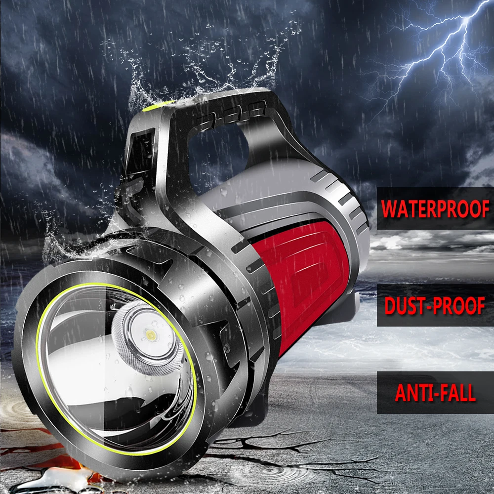 Most Powerful Rechargeable Searchlight LED Flashlight Handle Spot light Ultra-long Standby Torch with USB OUTPUT Power Reserve