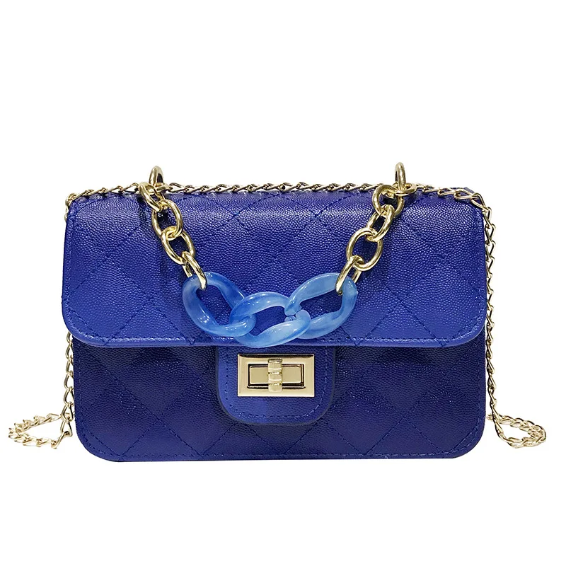 Модная кожаная женская сумка 2019 Синие Маленькие Сумки через плечо для женщин с