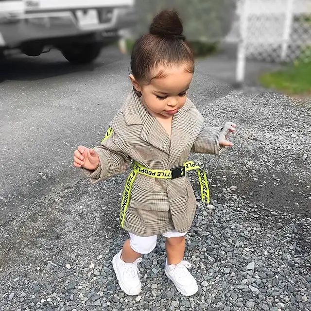 

2019 Baby Spring Autumn Clothes Toddler Baby Girl Kid Winter Clothes Warm Coat Jacket Formal Overcoat Fashion Letter Belt Outfit