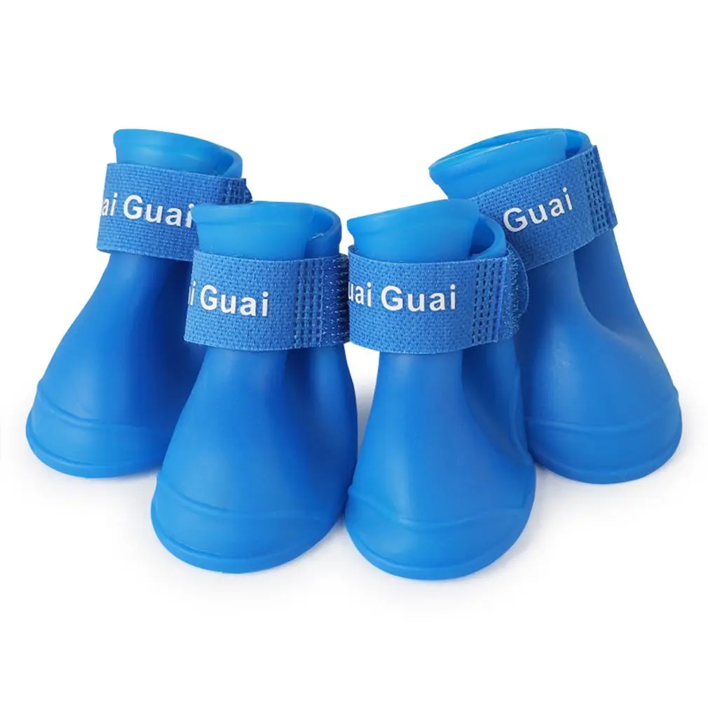 

New pet silicone rain boots four dogs non-slip candy color shoes wear waterproof suitable for small and medium dogs