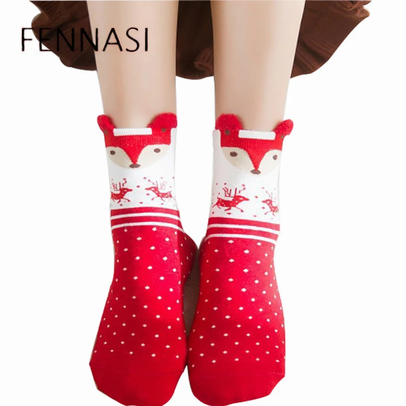 FENNASI, зимние, теплые, с принтом, носки для женщин, Рождество, мода, год, кошка, забавные, женские носки, Лолита, милые, милые, женские, счастливые носки