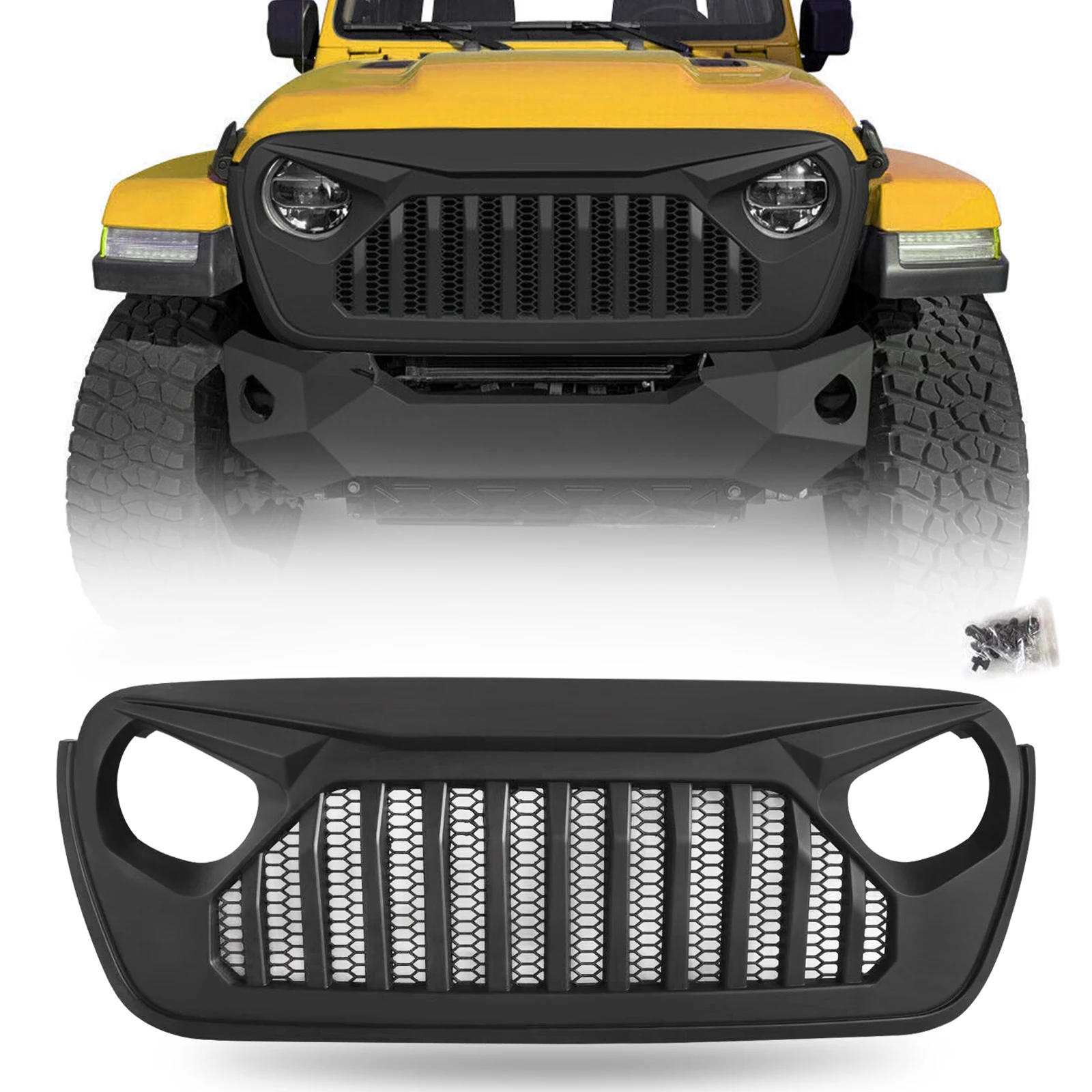 Решетка переднего бампера верхняя решетка для 2018 2019 JEEP Wrangler JL матовый черный