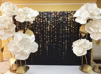 

BEIPOTO Black and gold glitter backdrop adults party banner poster background photo studio booth props candy table dessert B-452