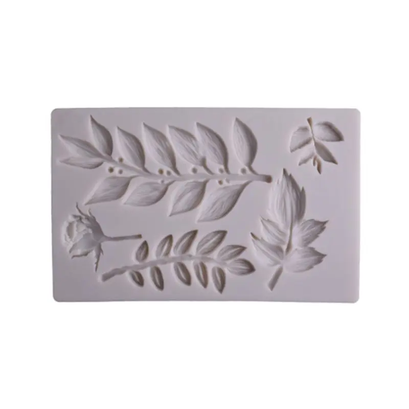 Rose Flower Leaf Silicone Mold Fondant Cake Decorating Fondant Chocolate Mould - Цвет: Светло-серый