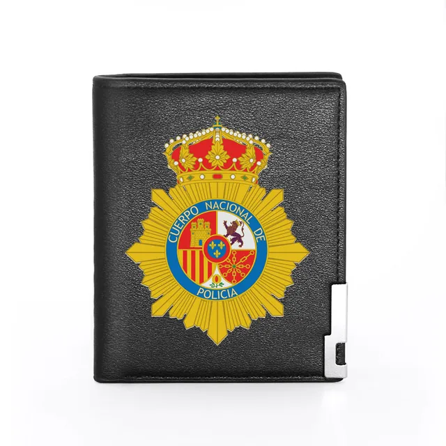 Fashion Security Officer Police Badge Printing Men's Wallet  Leather Purse For Men Credit Card Holder Short Male Slim Money Bags BG957-Black