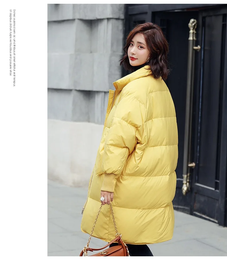 Down Jacket Women's New Style White Duck down Mid-length Large Size Fat Mm 200 Loose-Fit Korean-style Students Fashion