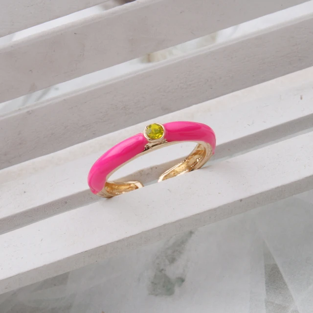 NeeFuWoFu Y2K Multicolor Enamel Dripping Oil Open Ring For Women, Adjustable  Gold Plated Chunky Finger Rings Party Jewelry Clear