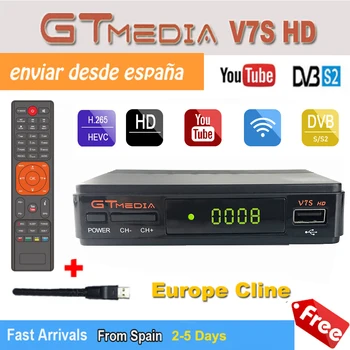 

Original GTMEDIA V7S HD Satellite TV Receiver Full 1080P HD WIFI DVB-S2 Support 3-year Cccam powervu ship from Spain freesat V7