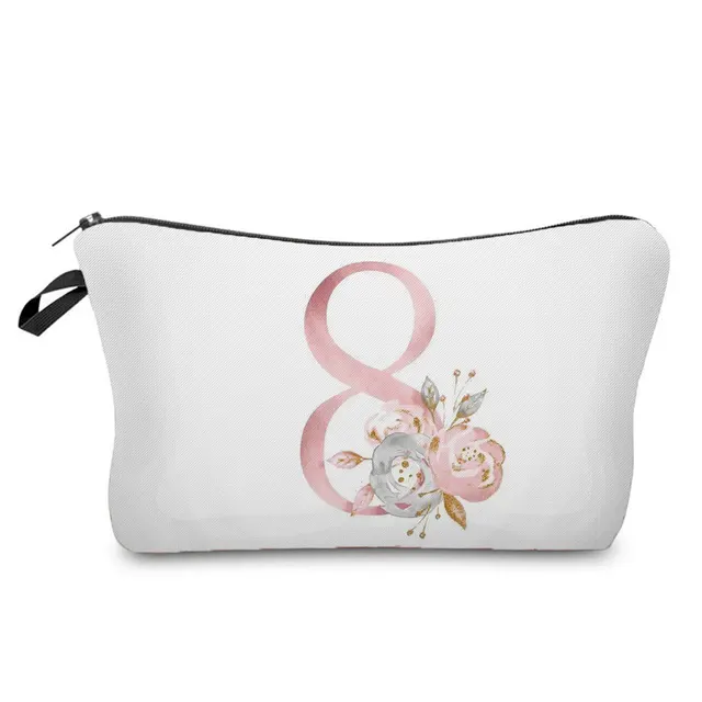 Flowers Alphabet Printed Cosmetic Bags  Bridal Party Make Up Bags Pouch Necessaries Lady Tote Bride Bridesmaid Proposal Gift hz2395