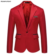 Прямая, осень, новинка, мужской модный Повседневный приталенный Блейзер на одной пуговице, мужской модный повседневный костюм