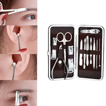 

12 Pcs/set Professional Nail Clipper Kit Nail Care Knife Manicure Ear Set Scissor Pedicure Set pick Tools Tweezer O1J6