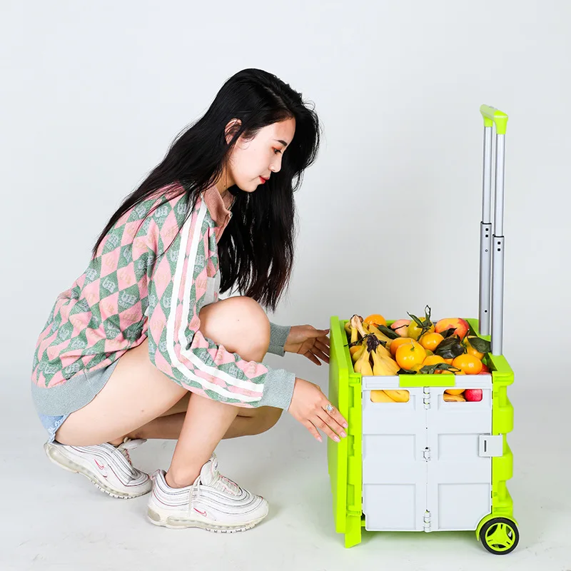 Portable Folding Trolley Box Storage Box Shopping Trolley Portable Grocery Trolley Trolley Student Gift Box 2 Orders