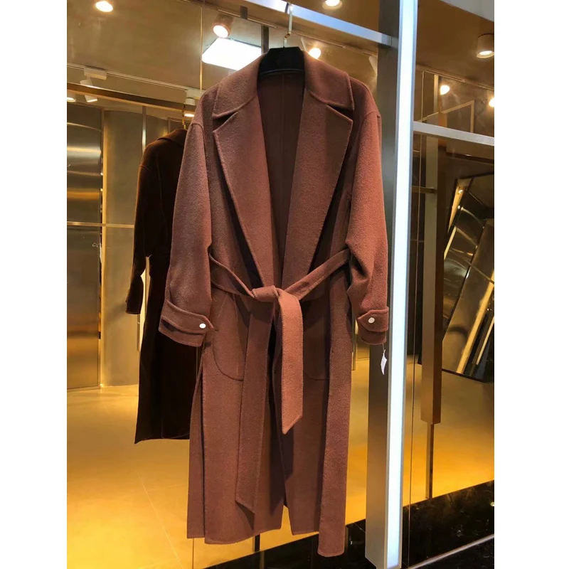 

8.27 Women Winter Elegan High Quality Long Overcoat Coat Loose Cardigans Long Sleeve with belt Femme