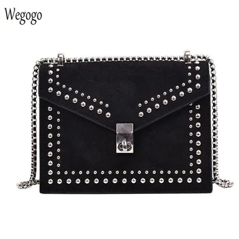 

2020 New Vintage Leather Crossbody Bags For Women Travel Handbag Chain Fashion Rivet Lock Small Shoulder Messenger Bags Female