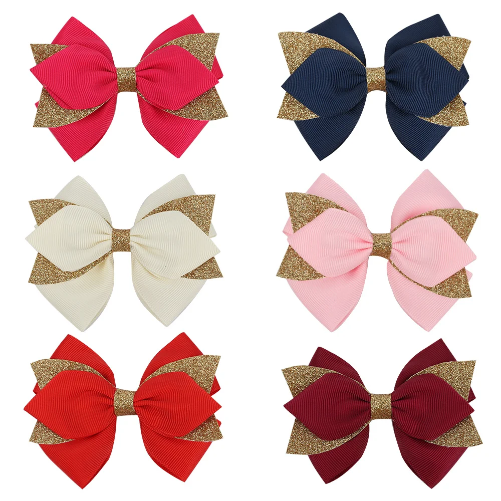 Oaoleer Colors Solid Grosgrain Ribbon Bows Clips Hairpin Girl's hair bows Boutique Hair Clip Kids Hairpins Hair Accessories
