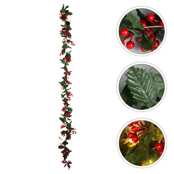 

1pc Artificial Plant Vine Fruit Rattan Spring Decoration Vine With Light (Red)