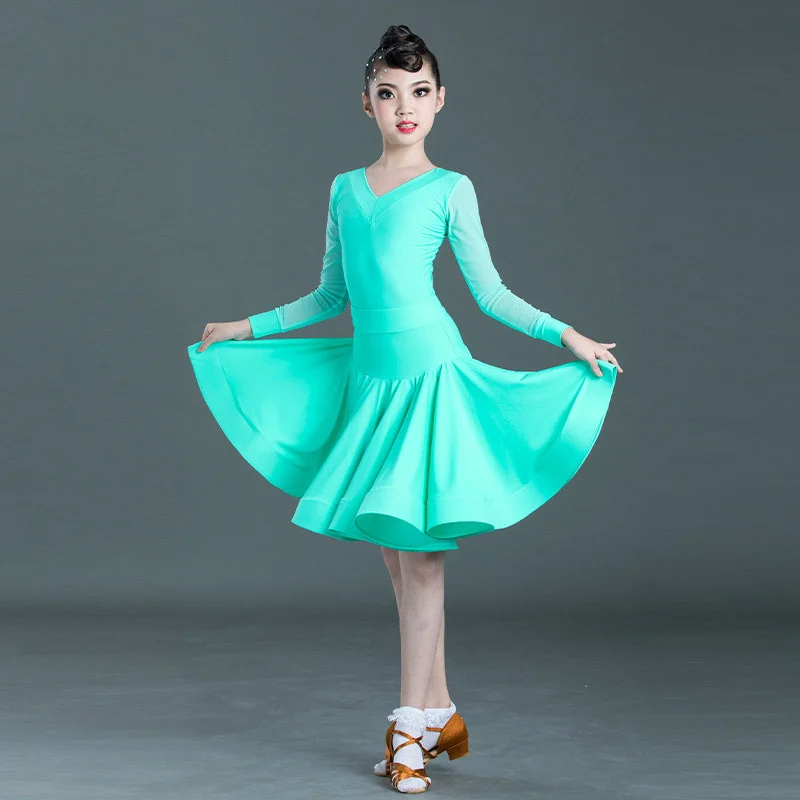 Новинка; кружевное платье для латинских танцев для девочек; детское платье для сальсы, танго, бальных танцев; костюм для соревнований; детская одежда для занятий танцами